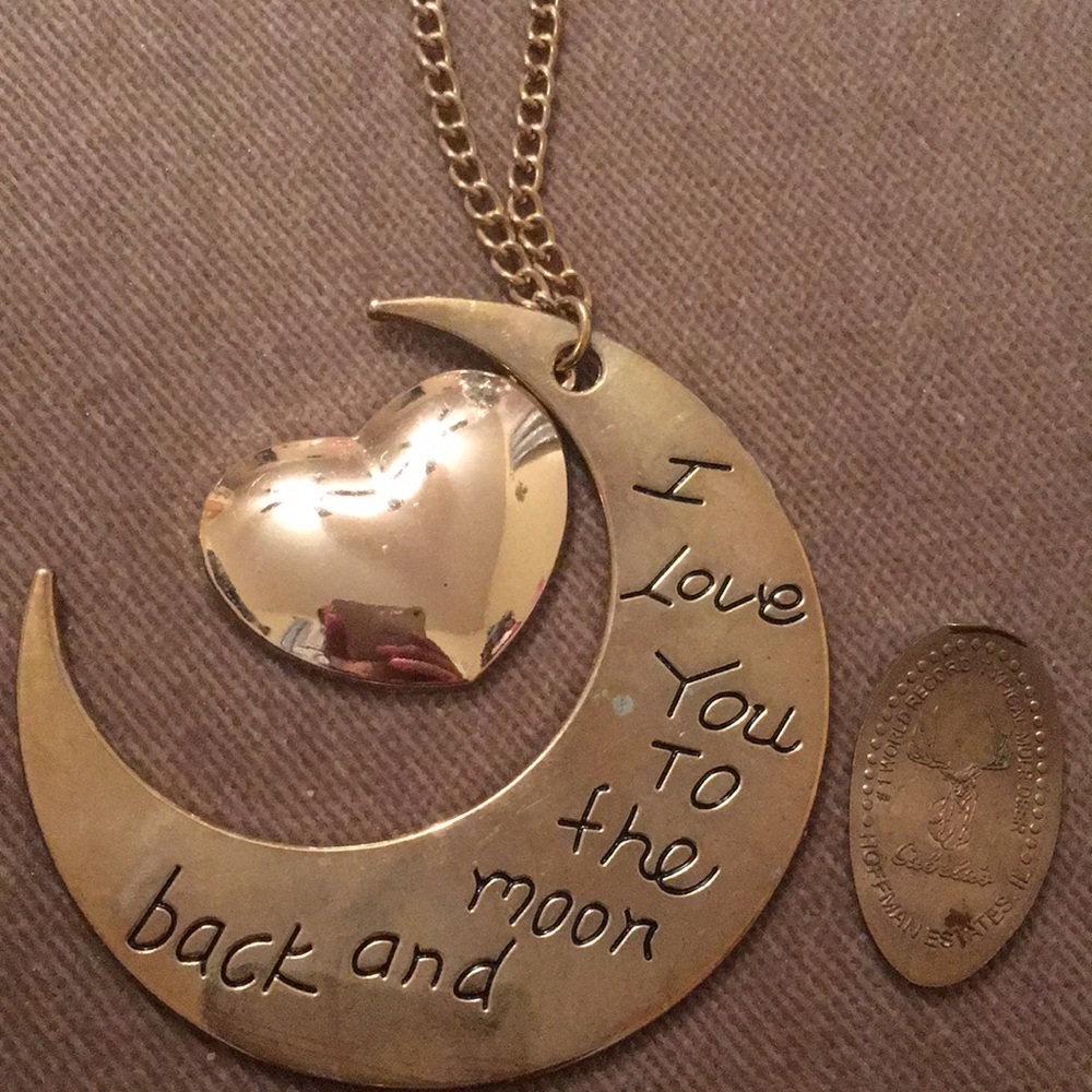 I love you to the moon and back gold link necklace